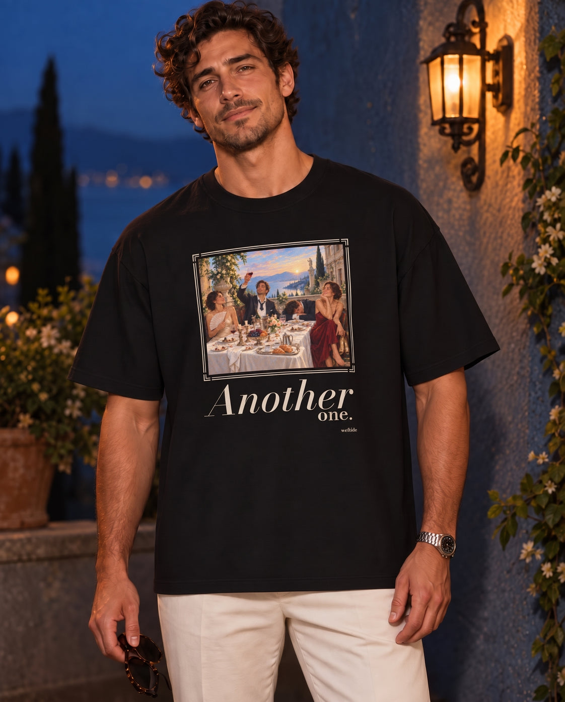 Another One tee styled on a fictional adult man; digital fashion mockup.